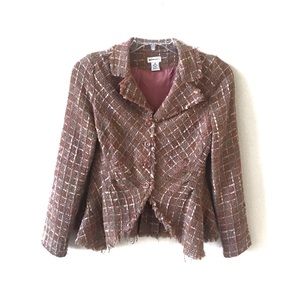 Anthropologie Elevenses Fringe Tweed Blazer